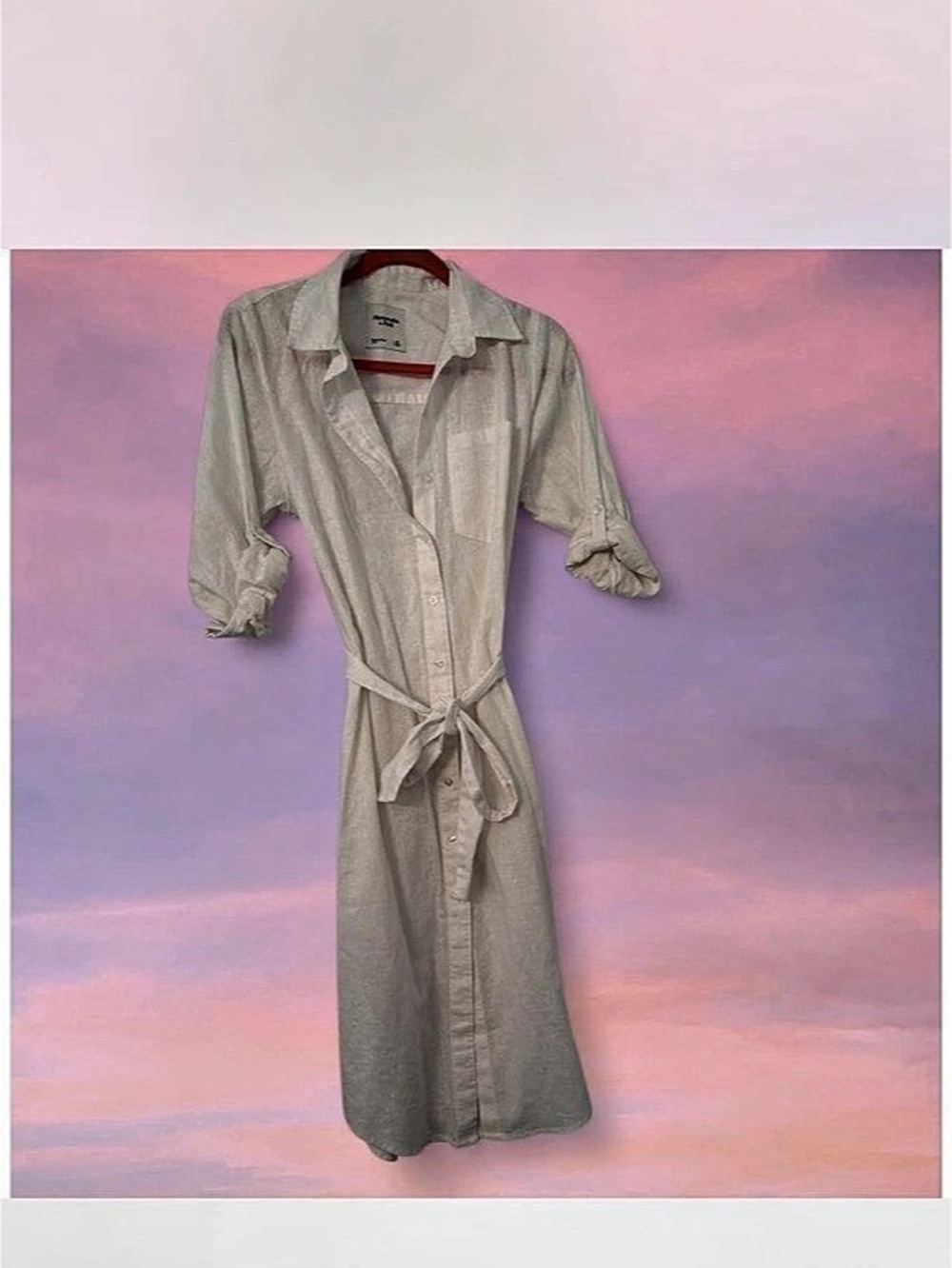 Abercrombie and Fitch Linen Midi Dress in white Size Small Like New